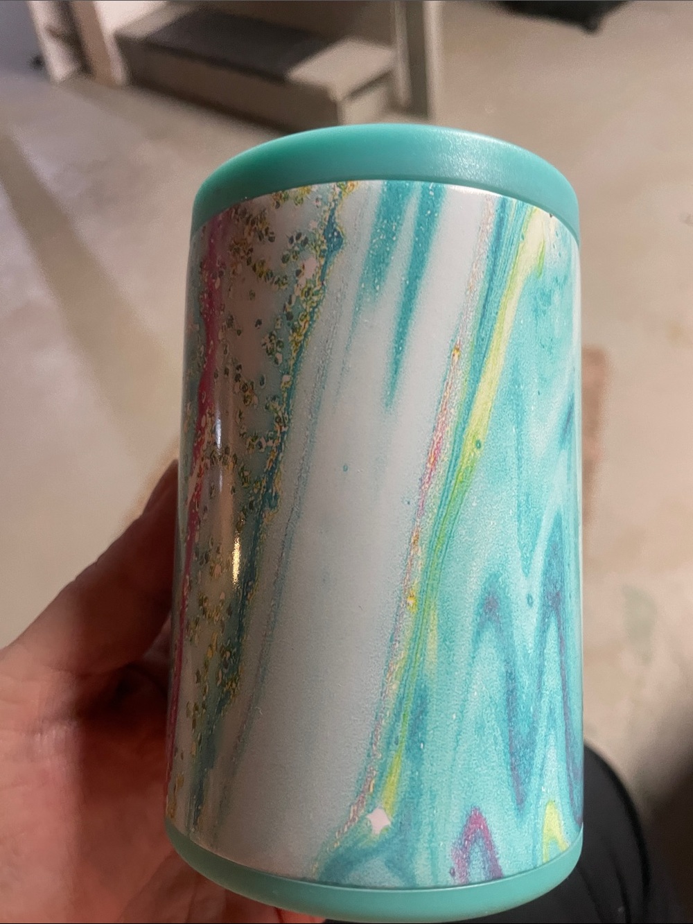 Turquoise Marble Stainless Steel Tumbler Can Coozie